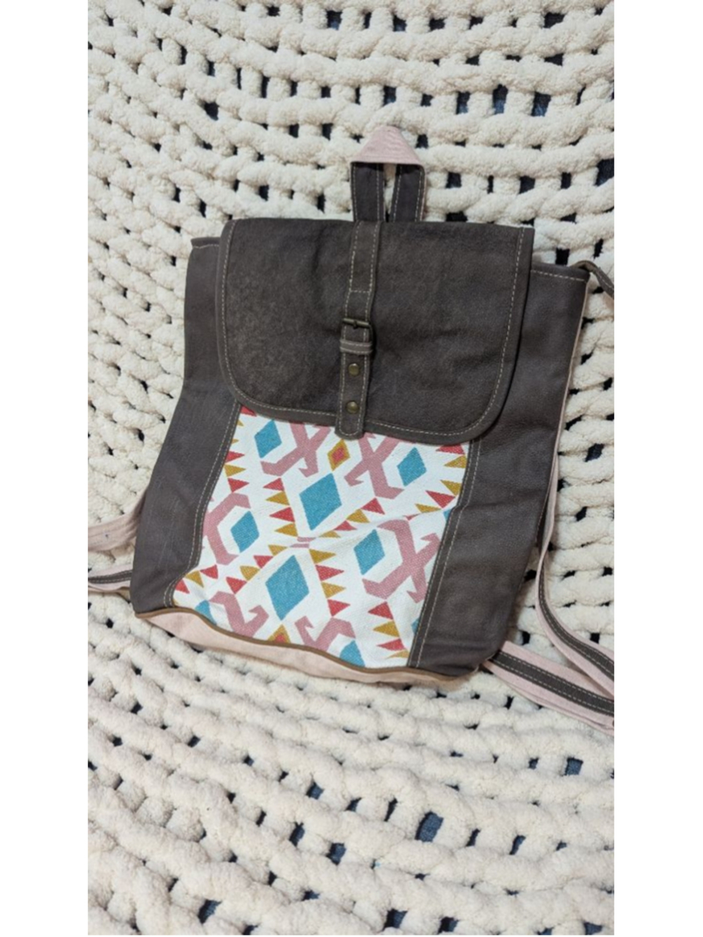 Olay Backpack Purse Western Aztec Print | Boho Southwestern Canvas Backpack